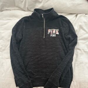 PINK Victoria's Secret Black Quarter-Zip Sweater